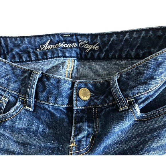 American Eagle women Denim Short Size 00 Distress - Picture 3 of 5